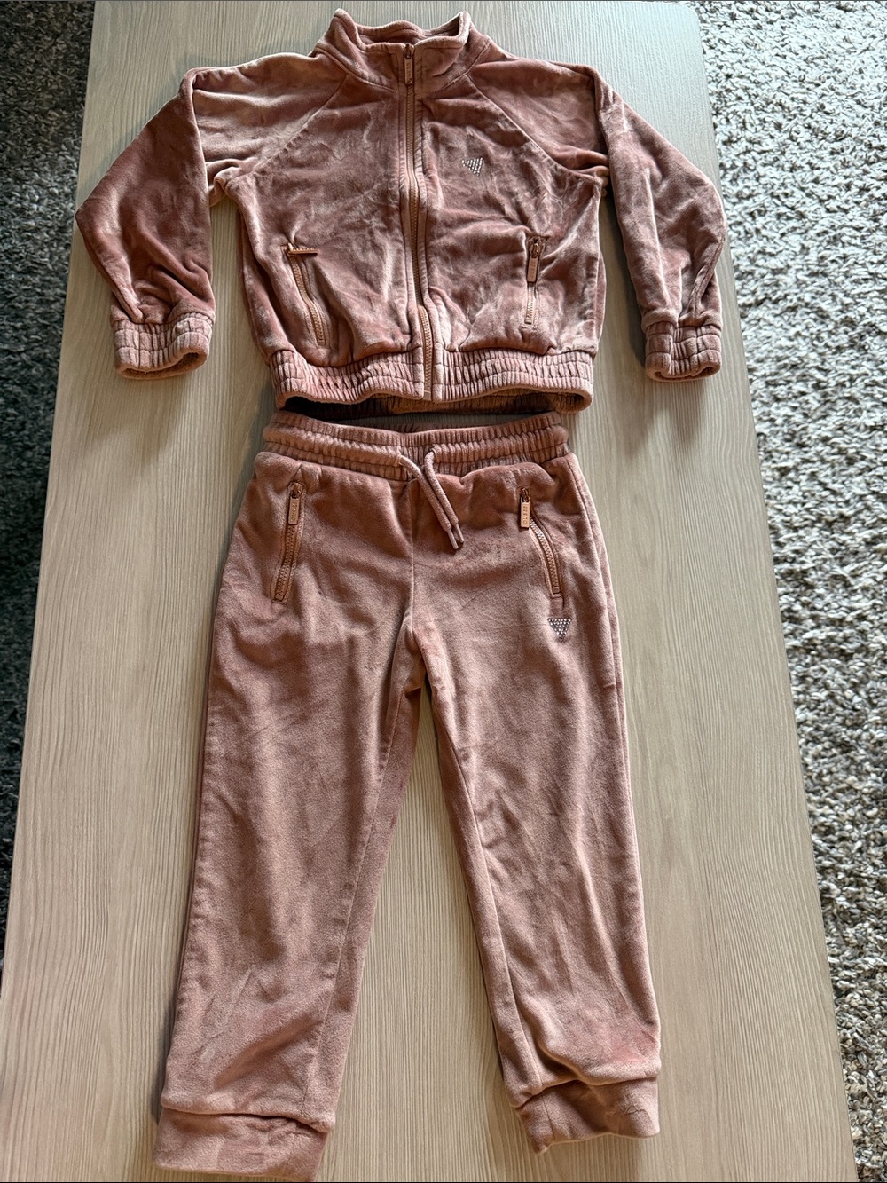 Guess Girls Pink Velour Tracksuit Set